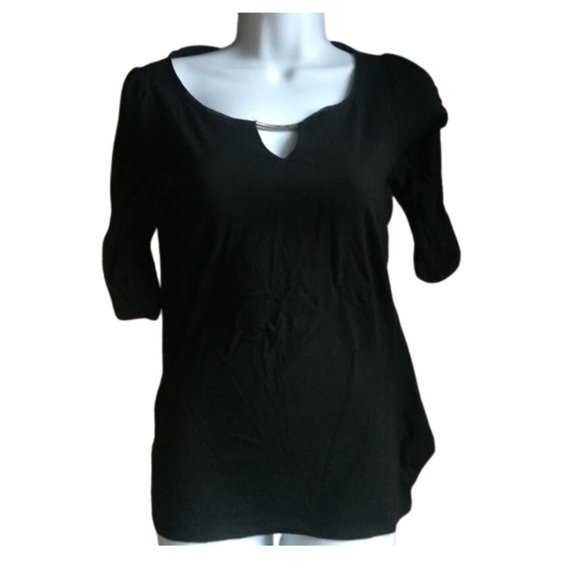 White House Black Market Black 3/4 Sleeve Blouse - Picture 1 of 2